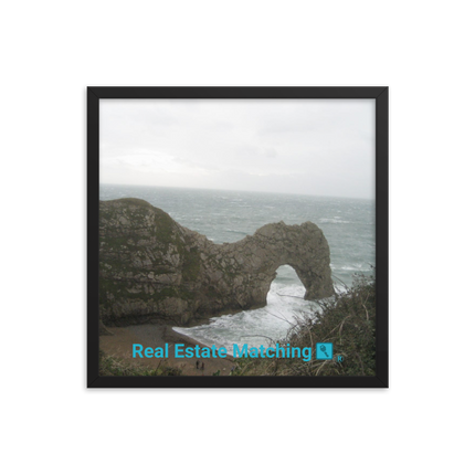Coastal Escape Framed photo paper poster with realestatematching with key Logo