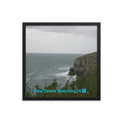 Seaside Serenity Framed photo paper poster with realestatematching24 with key Logo