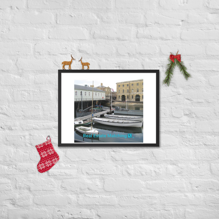 Boat on Water Framed photo paper poster with realestatematching with key Logo