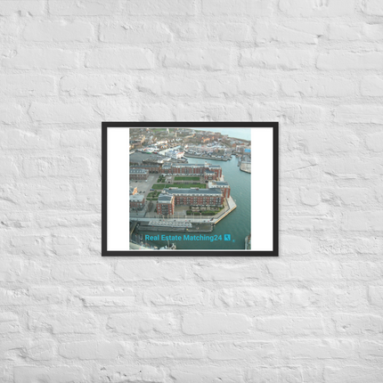 Nice City Framed photo paper poster with realestatematching24 with key Logo