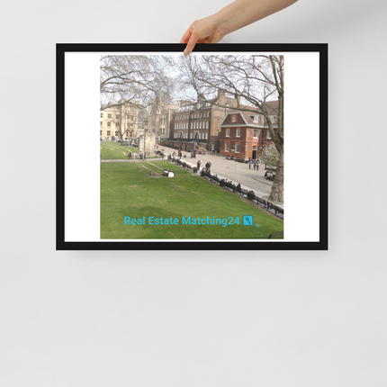 Beautiful Park Framed photo paper poster with realestatematching24 with key Logo