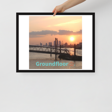 Evening Glow Framed photo paper poster with Groundfloor with House Logo