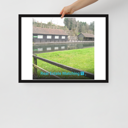 Lakeside Serenity Framed photo paper poster with realestatematching with key Logo