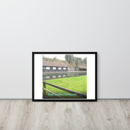 Lakeside Serenity Framed photo paper poster with realestatepartner24 with house Logo