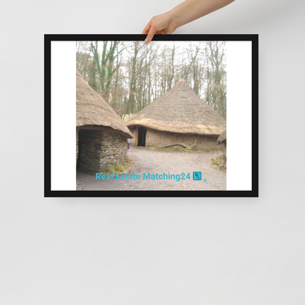 Village Charm Framed photo paper poster with realestatematching24 with key Logo