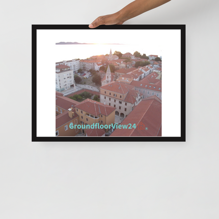 Roof Sunset View Framed photo paper poster with groundfloorview24 with House Logo