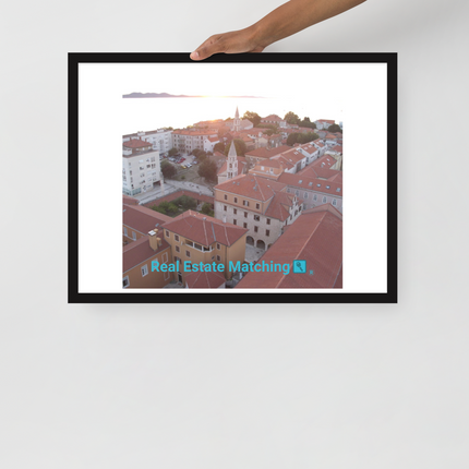 Roof Sunset View Framed photo paper poster with realestatematching with key Logo
