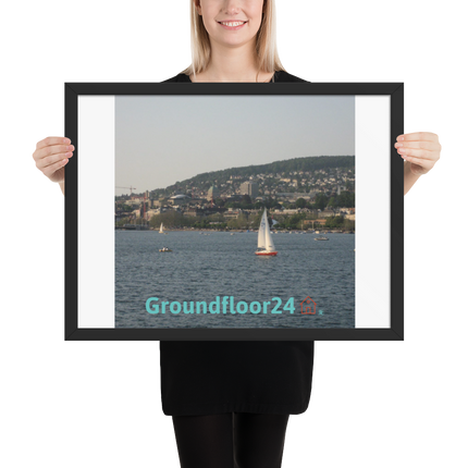 Beautiful River & Hills Sinari Framed photo paper poster with Groundfloor24 with House Logo