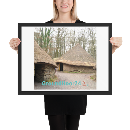 Village Charm Framed photo paper poster with Groundfloor24 with House Logo