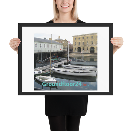 Boat on Water Framed photo paper poster with Groundfloor24 with House Logo