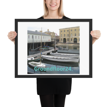 Boat on Water Framed photo paper poster with Groundfloor24 without House Logo