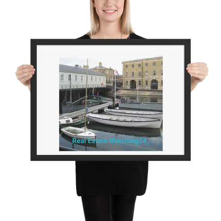 Boat on Water Framed photo paper poster with realestatematching24 without key Logo