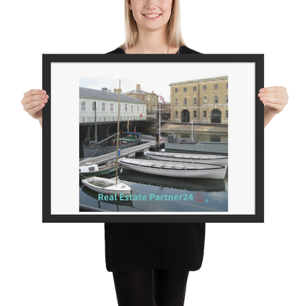 Boat on Water Framed photo paper poster with realestatepartner24 with house Logo