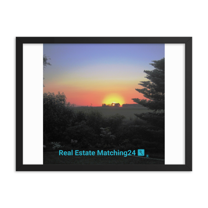 Beautiful Sunset Sinari Framed photo paper poster with realestatematching24 with key Logo