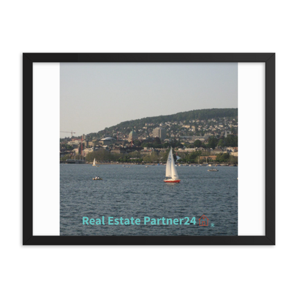 Beautiful River & Hills Sinari Framed photo paper poster with realestatepartner24 with house Logo