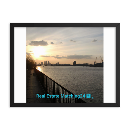 Awesome River View Framed photo paper poster with realestatematching24 with key Logo