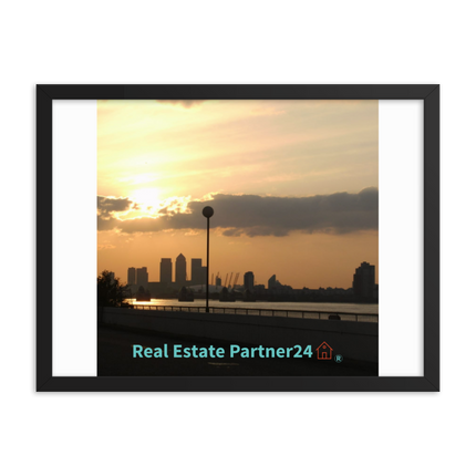 Majestic Sunset Framed photo paper poster with realestatepartner24 with house Logo
