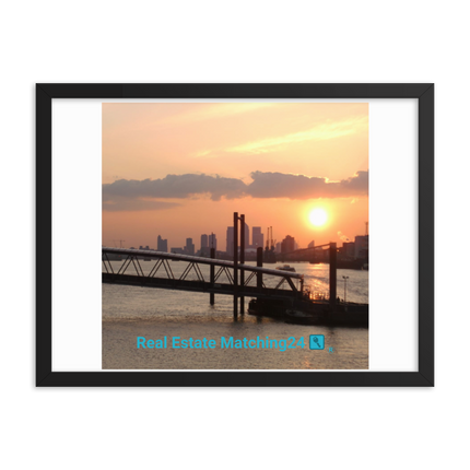 Evening Glow Framed photo paper poster with realestatematching24 with key Logo