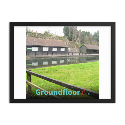 Lakeside Serenity Framed photo paper poster with Groundfloor with House Logo