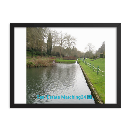 Lakeside Beauty Framed photo paper poster with realestatematching24 with key Logo