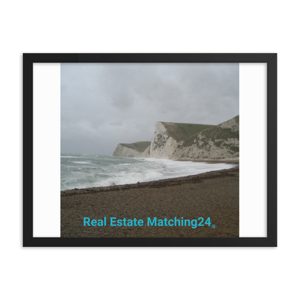 Waves and Sand Framed photo paper poster with realestatematching24 without key Logo