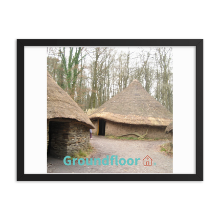 Village Charm Framed photo paper poster with Groundfloor with House Logo