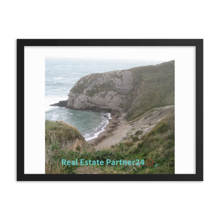 Sea & Hills Framed photo paper poster with realestatepartner24 with house Logo
