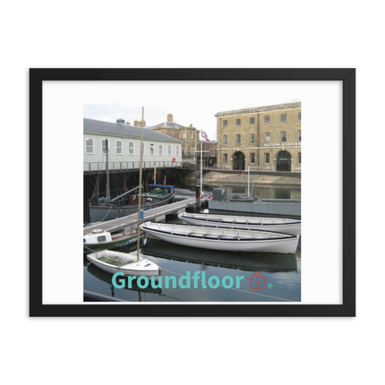 Boat on Water Framed photo paper poster with Groundfloor with House Logo