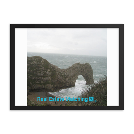 Coastal Escape Framed photo paper poster with realestatematching with key Logo