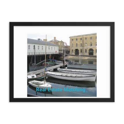 Boat on Water Framed photo paper poster with realestatematching without key Logo
