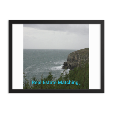 Seaside Serenity Framed photo paper poster with realestatematching without key Logo