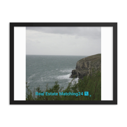 Seaside Serenity Framed photo paper poster with realestatematching24 with key Logo