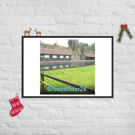 Lakeside Serenity Framed photo paper poster with Groundfloor24 without House Logo