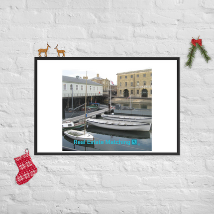 Boat on Water Framed photo paper poster with realestatematching with key Logo