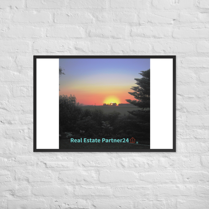 Beautiful Sunset Sinari Framed photo paper poster with realestatepartner24 with house Logo