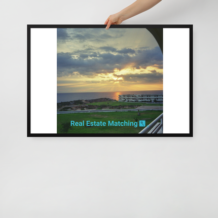 Natural View Framed photo paper poster with realestatematching with key Logo