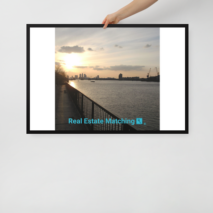 Awesome River View Framed photo paper poster with realestatematching with key Logo