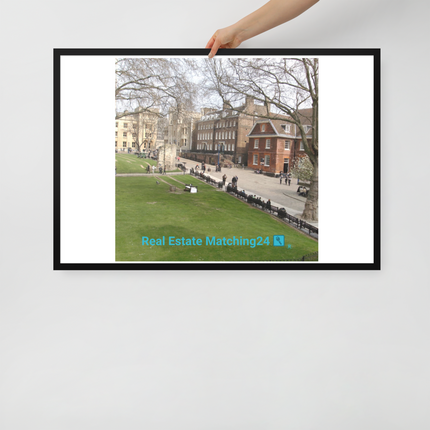 Beautiful Park Framed photo paper poster with realestatematching24 with key Logo