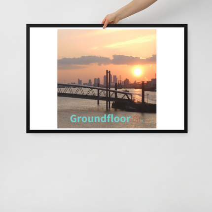 Evening Glow Framed photo paper poster with Groundfloor with House Logo