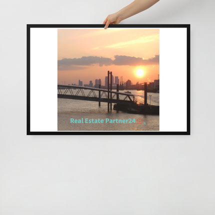 Evening Glow Framed photo paper poster with realestatepartner24 with house Logo
