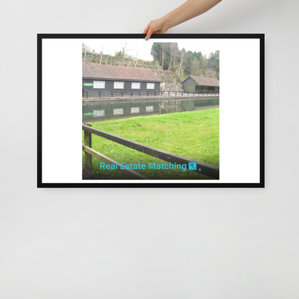 Lakeside Serenity Framed photo paper poster with realestatematching with key Logo