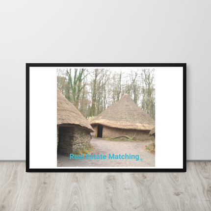 Village Charm Framed photo paper poster with realestatematching without key Logo