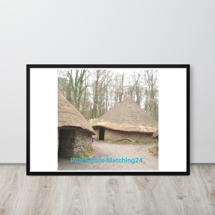 Village Charm Framed photo paper poster with realestatematching24 without key Logo