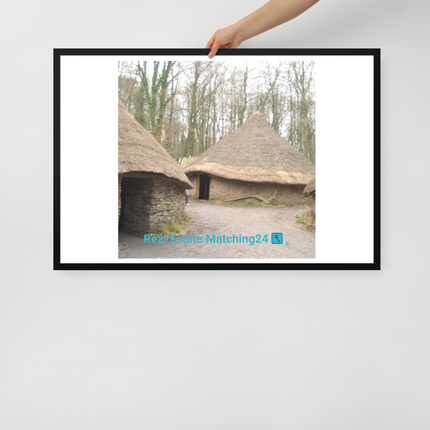 Village Charm Framed photo paper poster with realestatematching24 with key Logo