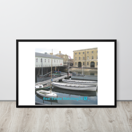Boat on Water Framed photo paper poster with realestatematching24 with key Logo