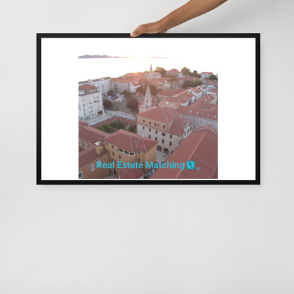 Roof Sunset View Framed photo paper poster with realestatematching with key Logo