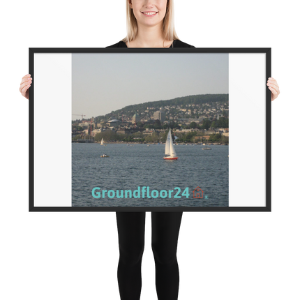 Beautiful River & Hills Sinari Framed photo paper poster with Groundfloor24 with House Logo