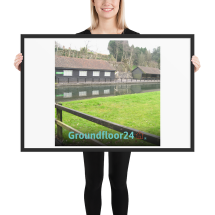 Lakeside Serenity Framed photo paper poster with Groundfloor24 with House Logo