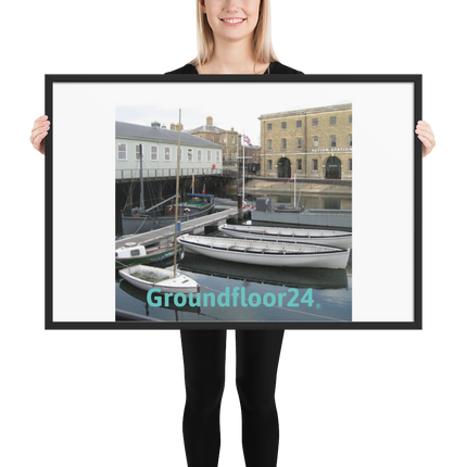 Boat on Water Framed photo paper poster with Groundfloor24 without House Logo