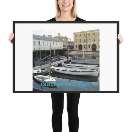 Boat on Water Framed photo paper poster with realestatematching24 without key Logo